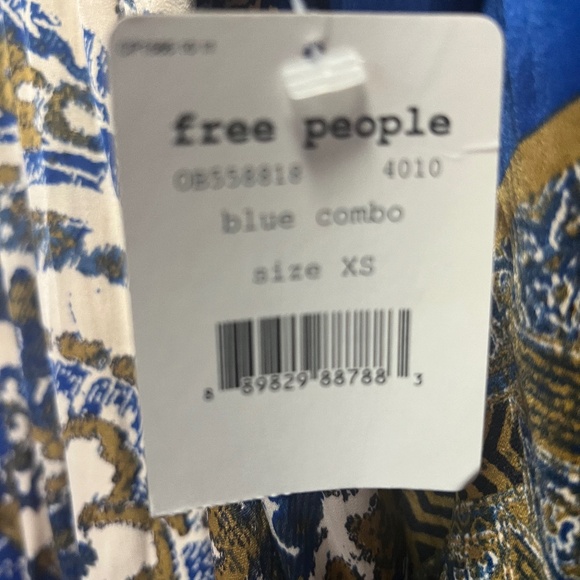 Free People Say You Love Me Mini Babydoll Dress XS Blue Paisley Bohemian - Picture 4 of 6